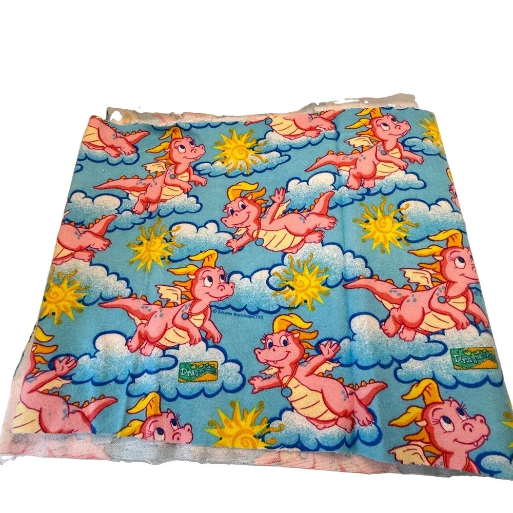Vintage Y2K Dragon Tales Cassie Flannel Fabric 10x45 Quilting Sewing Craft USA
